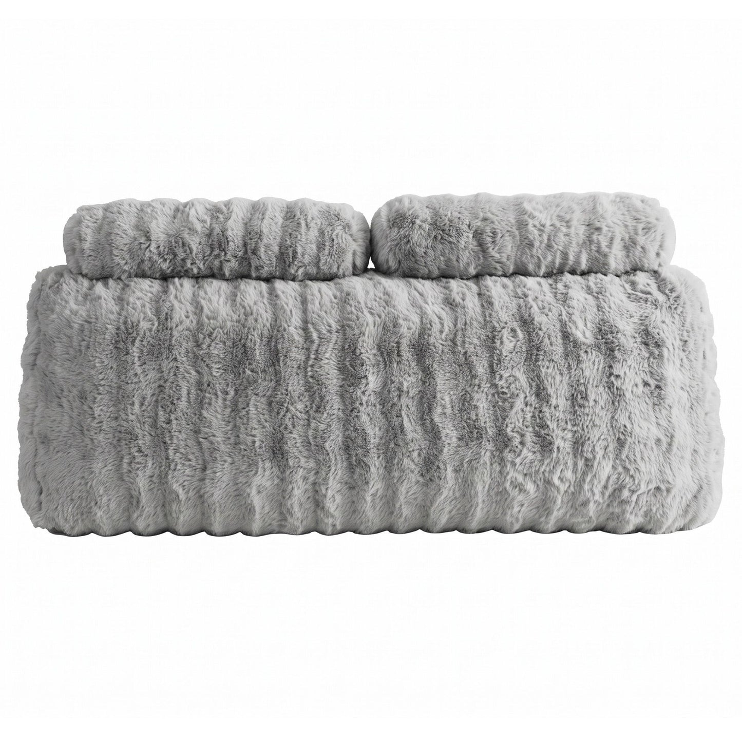 Giselle Wedge Pillow Headboard, Easy Wash Zipper Cover & Anti-Flat Foam, Couch Lumbar Support for Dorm Readers, 340g Faux Rabbit Fur with Dual Pockets, Queen