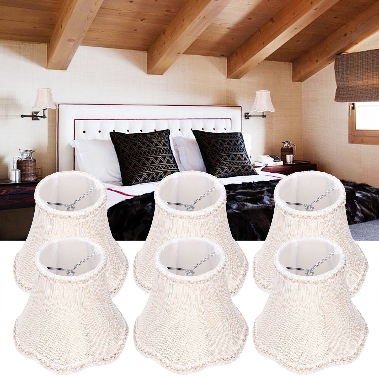 6Pcs European Style Lampshade Cloth Lamp Shade Chandelier Wall Light Cloth Cover for Lighting