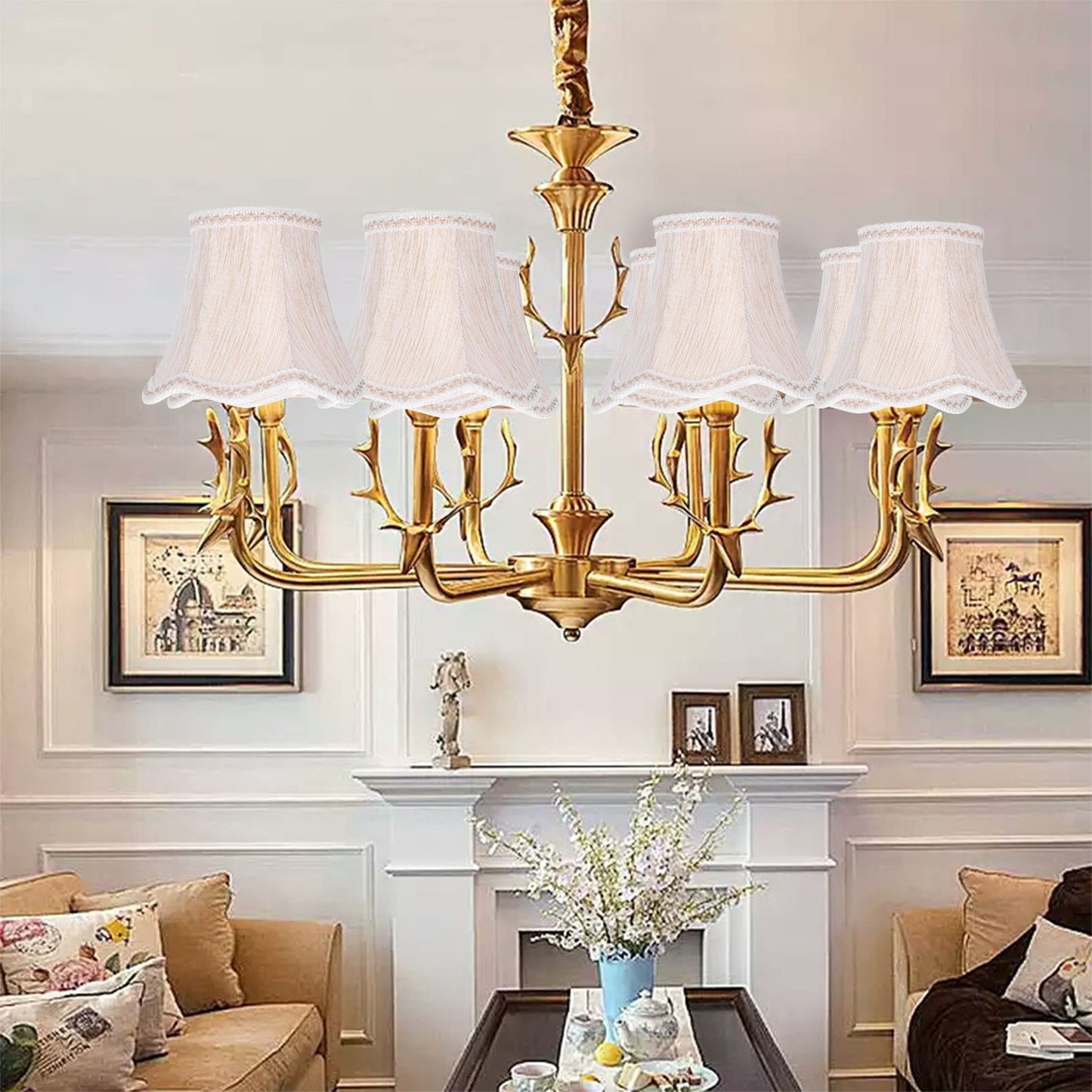 6Pcs European Style Lampshade Cloth Lamp Shade Chandelier Wall Light Cloth Cover for Lighting