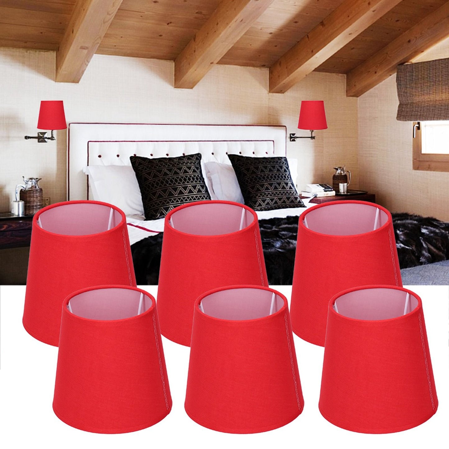 6Pcs Lampshade Modern Simple Cloth Art Inner Film Pendant Wall Light Shade Cover for Lamps E14
