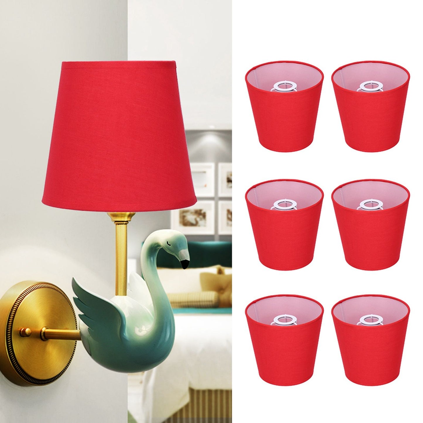 6Pcs Lampshade Modern Simple Cloth Art Inner Film Pendant Wall Light Shade Cover for Lamps E14
