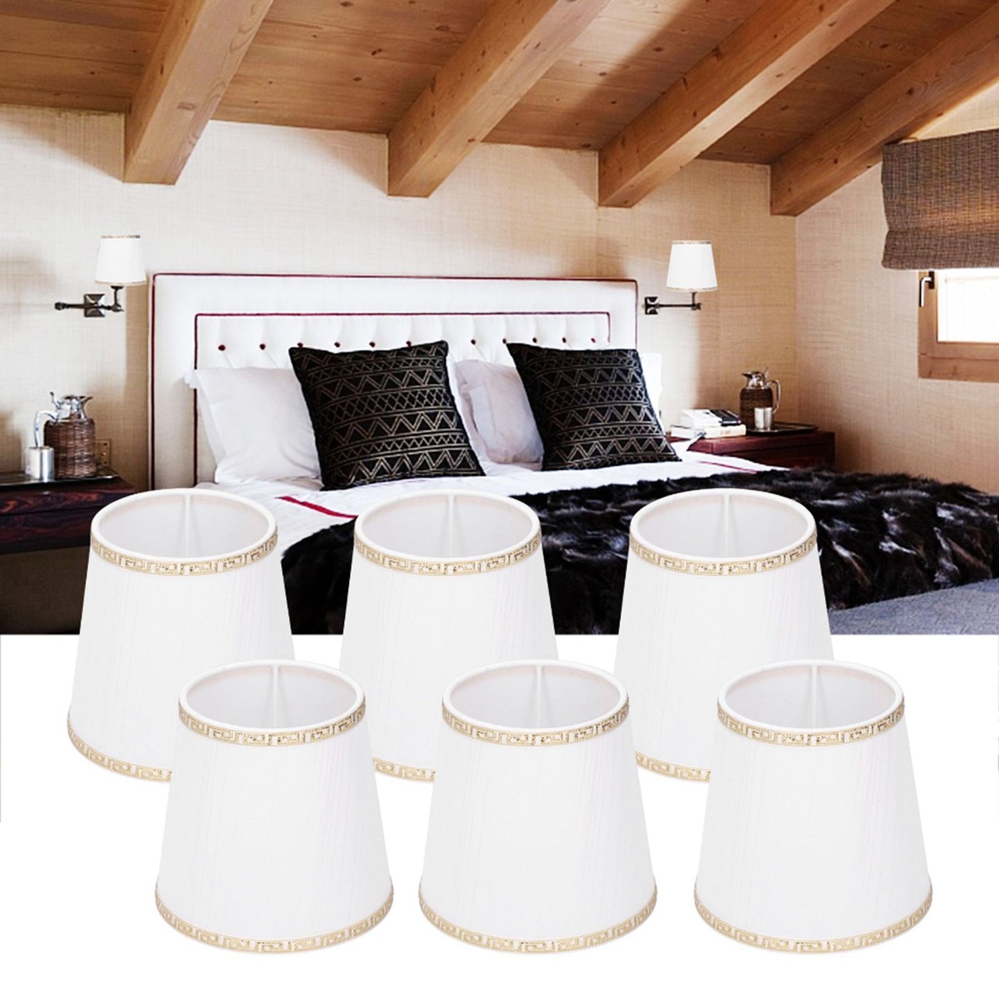 6Pcs European Style Lampshade Cover for Chandelier Wall Light W/E14 Interface Lamp Base Round Mouth Mount