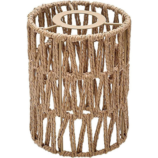1 Pack Rattan Lamp Shade Small, Boho Mini Lamp Shades Replacement, Vintage Hanging Light Shades, Cylinder Woven LampShades for Floor Lamps Pendant Light Chandelier  Shade