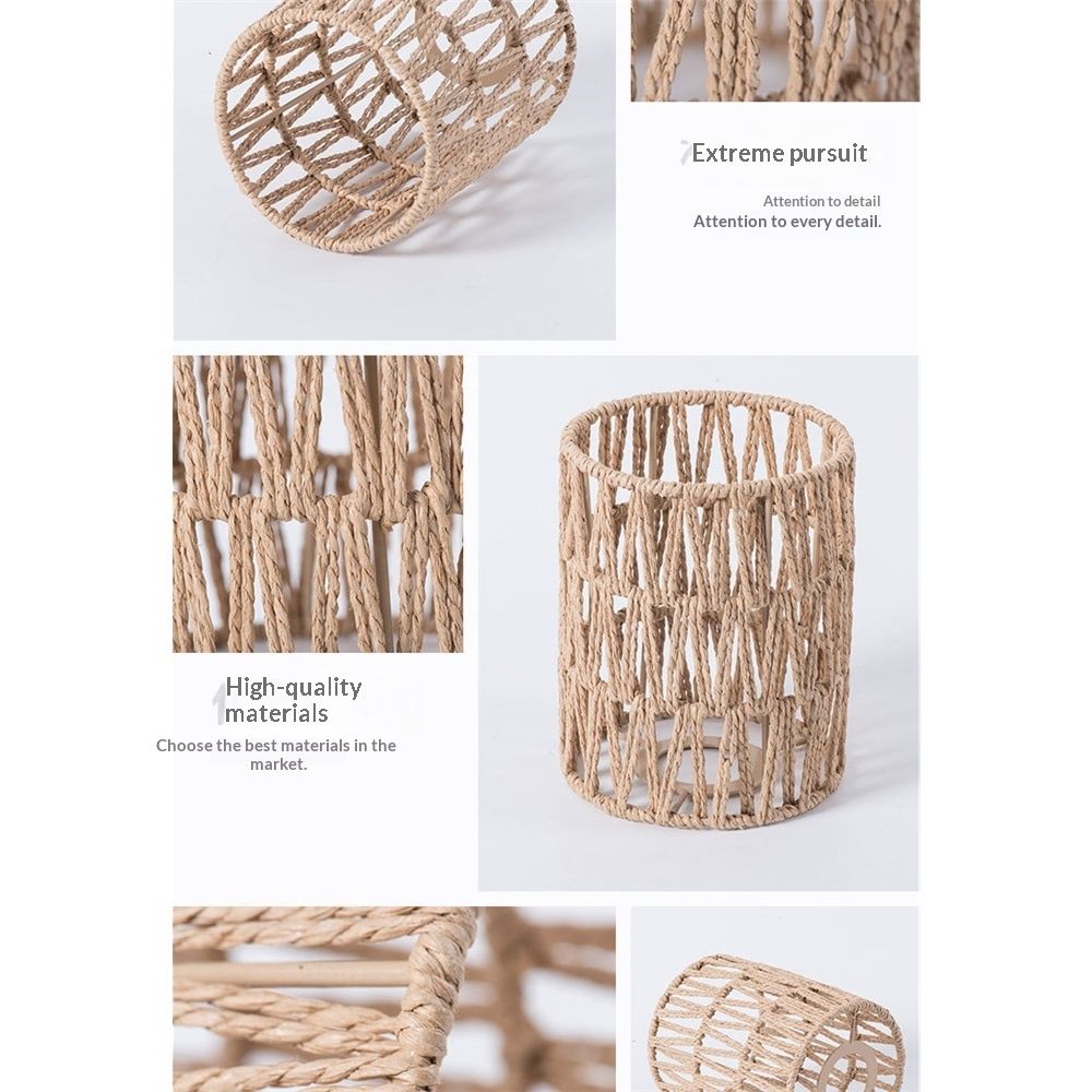 1 Pack Rattan Lamp Shade Small, Boho Mini Lamp Shades Replacement, Vintage Hanging Light Shades, Cylinder Woven LampShades for Floor Lamps Pendant Light Chandelier  Shade