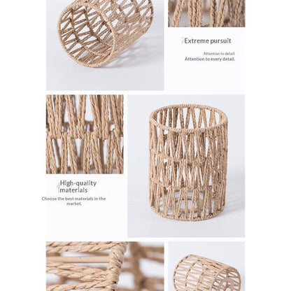 1 Pack Rattan Lamp Shade Small, Boho Mini Lamp Shades Replacement, Vintage Hanging Light Shades, Cylinder Woven LampShades for Floor Lamps Pendant Light Chandelier  Shade